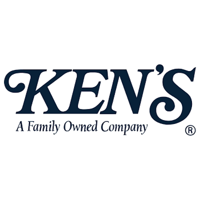 Logo for "KEN'S," a family-owned company, featuring elegant dark blue font, evoking trust, nostalgia, and comfort.