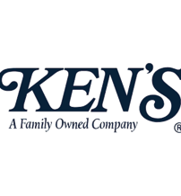 Logo for "KEN'S," a family-owned company, featuring elegant dark blue font, evoking trust, nostalgia, and comfort.
