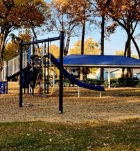 Lively park scene with people exercising among autumn trees, fostering community and energy in a vibrant setting.