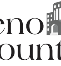Logo for Reno County featuring a building graphic, blue and gray colors, evoking trust, community, and professionalism.
