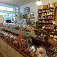 Vintage general store with colorful candies and nostalgic items, evoking warmth and childhood memories. Cheerful and inviting.